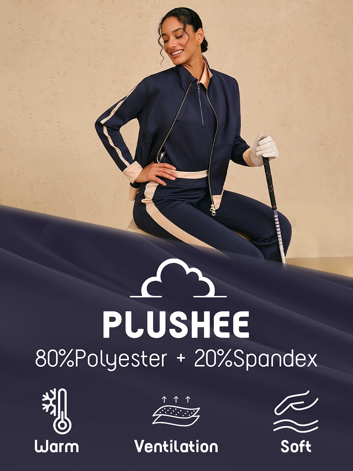 Navycore カラーブロック フルジップ ゴルフジャケット