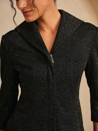 Luxe Limited Edition 3/4 Sleeve Shiny Lapel Jacket