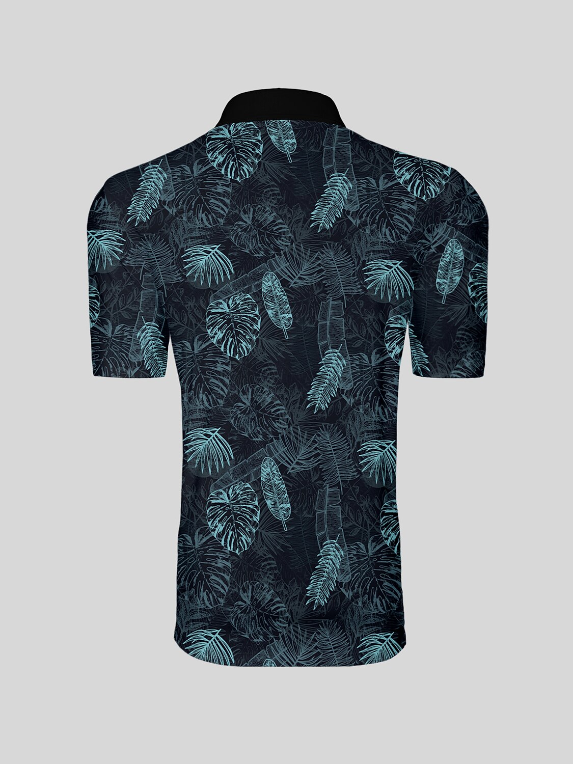 Hyped-up Tropical Men's Ribbed Collar Polo Top UPF50+