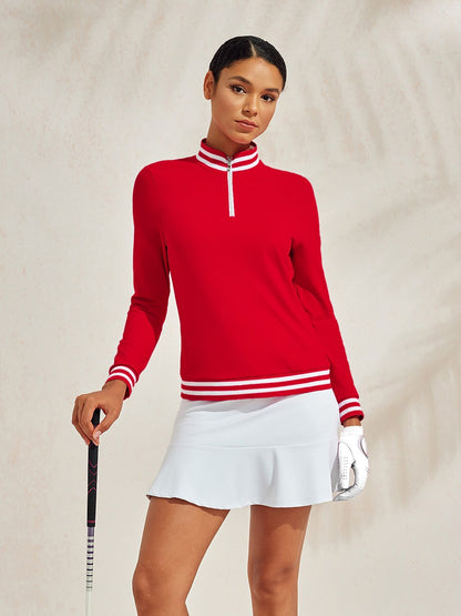 Koszulka golfowa Navycore z długim rękawem, z zamkiem ćwiartkowym, UPF50+