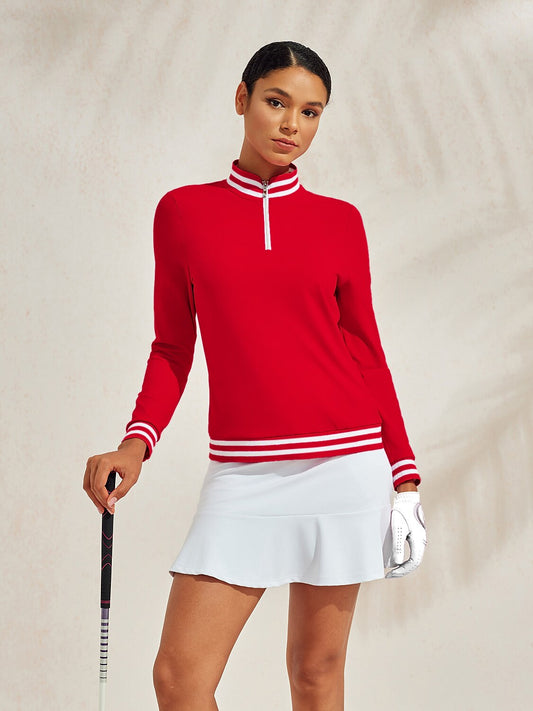 Polo de golf à manches longues Navycore avec demi-fermeture éclair UPF50+