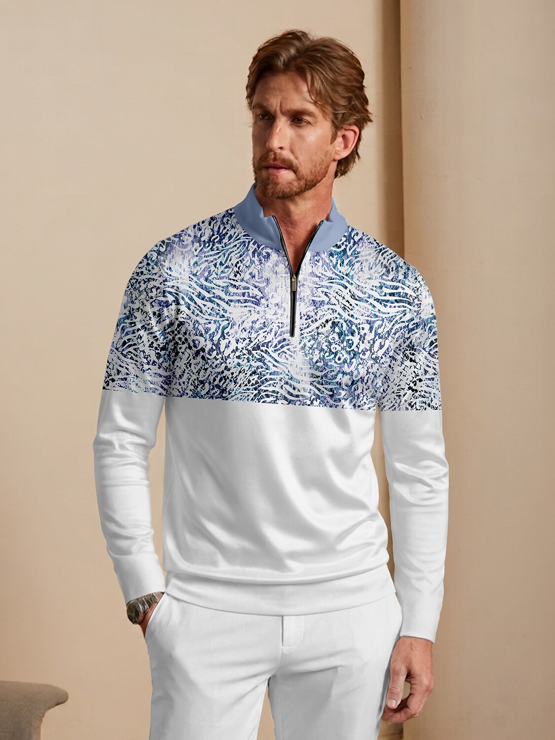 Playful Nautical Men's Golf Shirt Quarterzip UPF50+
