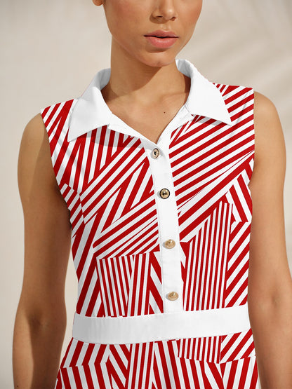 Playful Nautical Sleeveless A-Line 36.5 Inch Dress