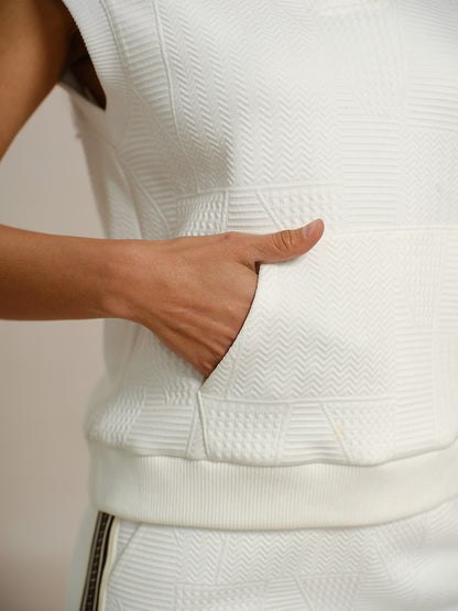 Crisp Couture Sleeveless Texture Golf Hoodie