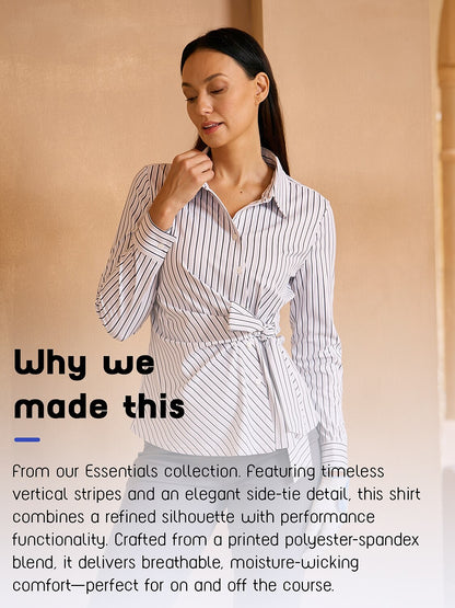 Crisp Couture Long Sleeve Side Tie Shirt Golf Shirt
