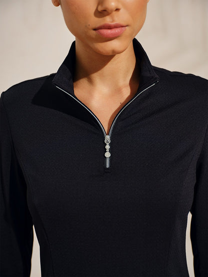 Malla de Cuello Alto con Cremallera Cuadrante y Mangas Largas Premium UPF50+