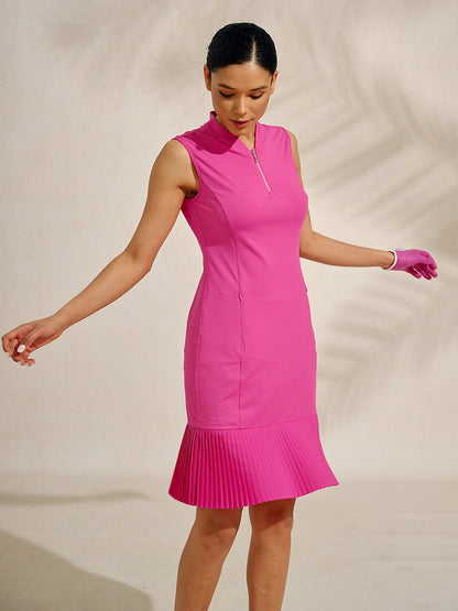 More Than Basic Sleeveless 38.5 Inch Pleated Dress