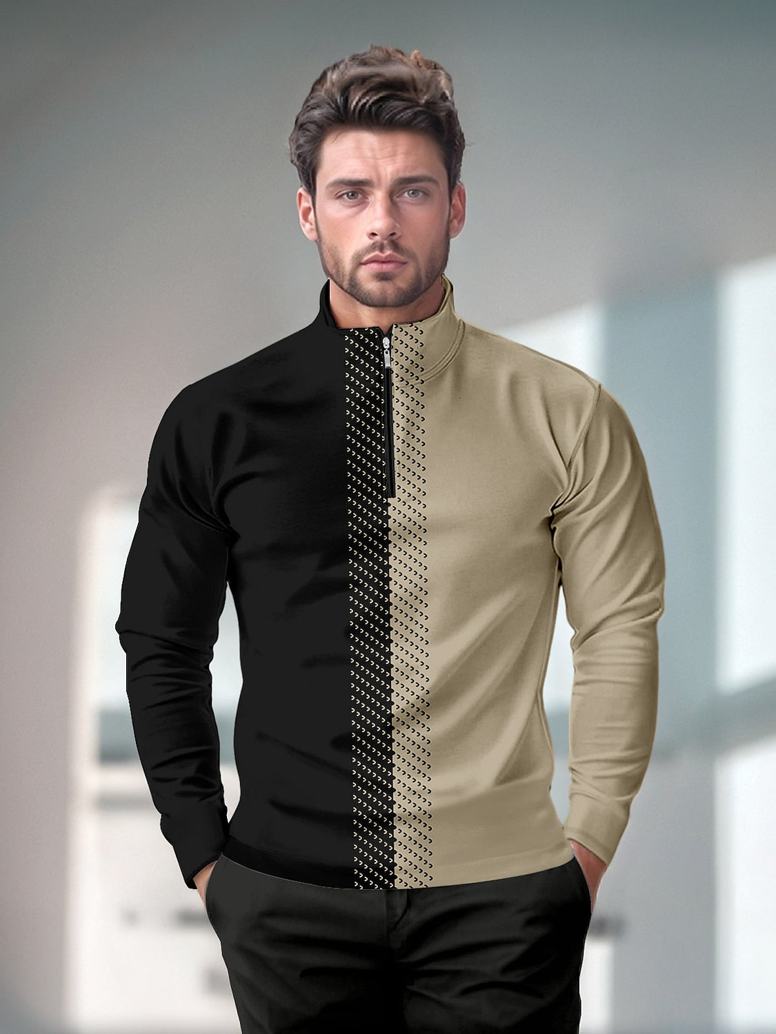 Not So Classic Camisa de Golf para Hombre con Cuello Cuarto Cremallera UPF50+