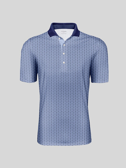 Playful Nautical Men's Ribbed Collar Polo Top UPF50+