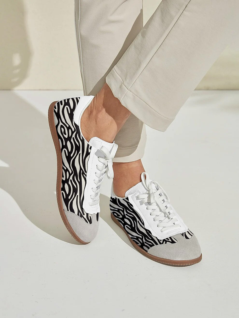 Baskets rétro FitFlex en cuir pour femme