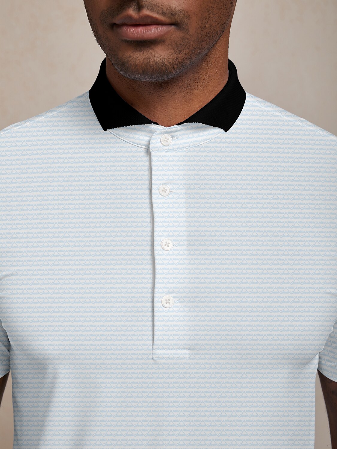 Playful Nautical Men's Ribbed Collar Polo Top UPF50+