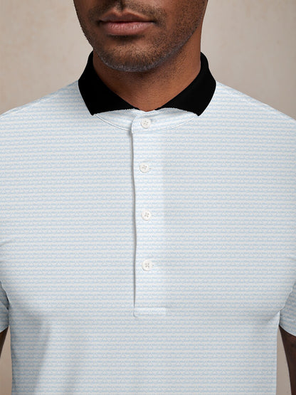Playful Nautical Men's Ribbed Collar Polo Top UPF50+