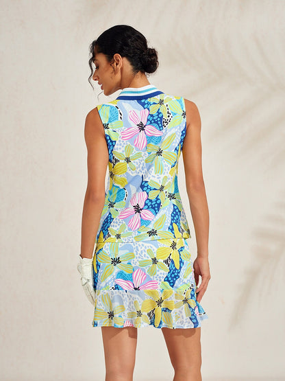 Polo Premium senza maniche con collo a coste UPF50+