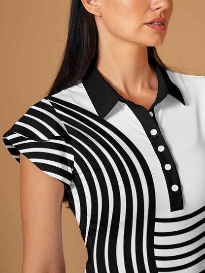 Top polo con volantes náuticos y protección UPF50+