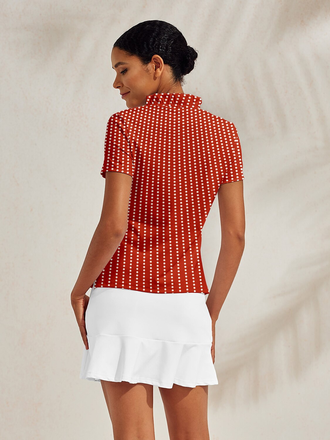 Hyper-prep ラッフル Vネック ポロトップ UPF50+