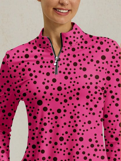 Inked Skins Silky Ruffle Golf Shirt Quarterzip UPF50+