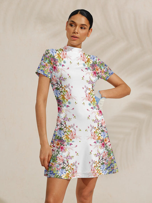 Botanical Energy Ruffle 35.5 Inch Dress For Golf Pickleball & Tennis
