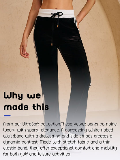 UltraSoft Velvet 40 Inch Stretch Drawstring Wide Leg Pants