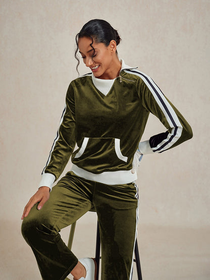 UltraSoft Velvet Sudadera de Manga Larga con Cuello Asimétrico