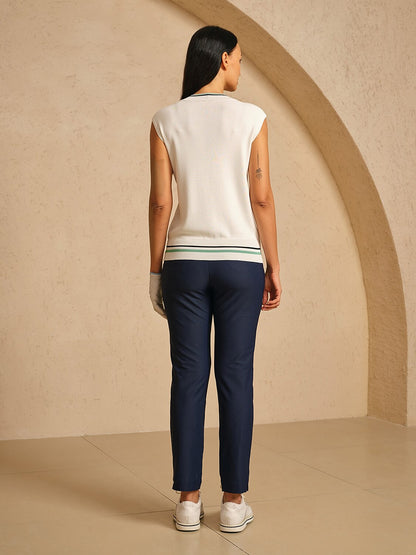 Navycore Sleeveless Colorblock Lace Up Knit Tank