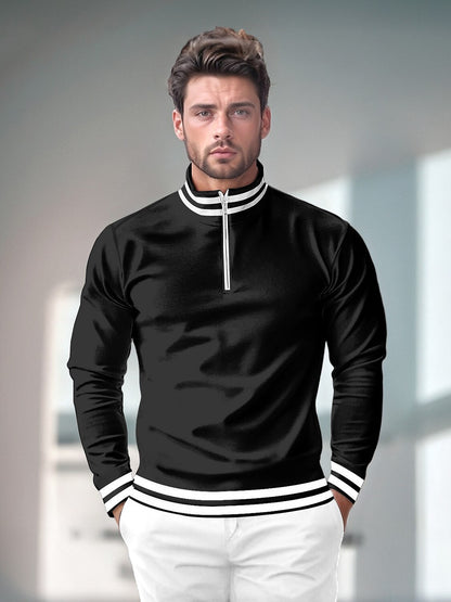 Speels nautisch heren golfshirt met kwart rits UPF50+