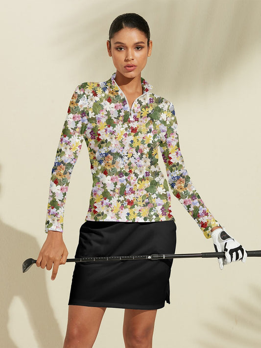 Botanical Energy Silky Golf Shirt Quarterzip UPF50+