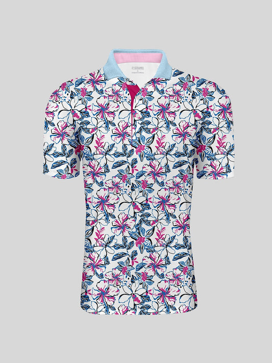 Botanical Energy Herren-Poloshirt mit Rippkragen, UPF50+