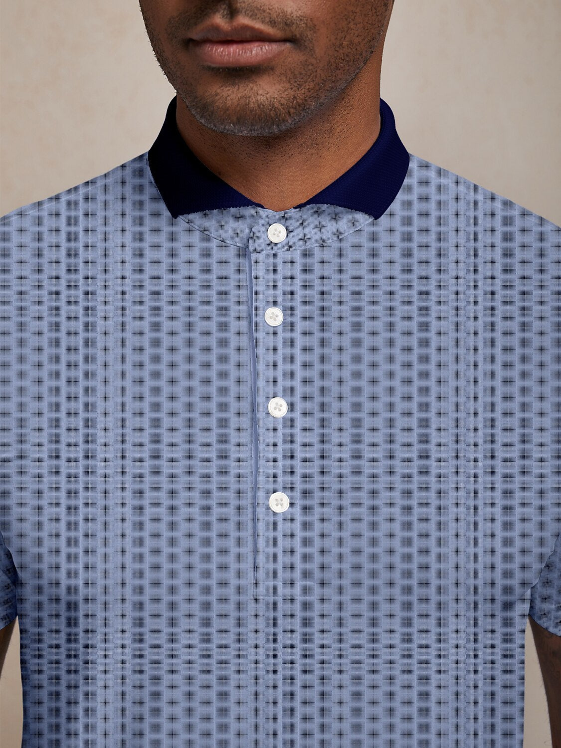 Playful Nautical Men's Ribbed Collar Polo Top UPF50+