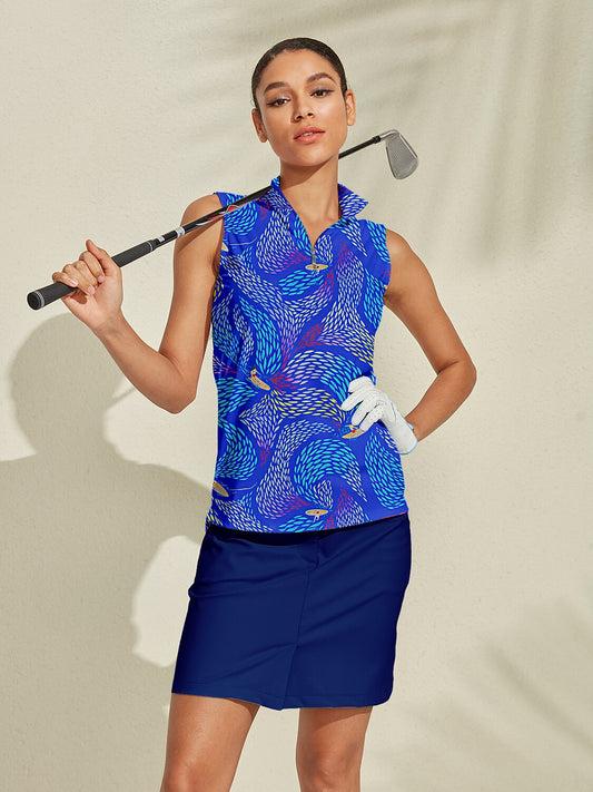 Playful Nautical Golf Shirt Quarterzip UPF50+