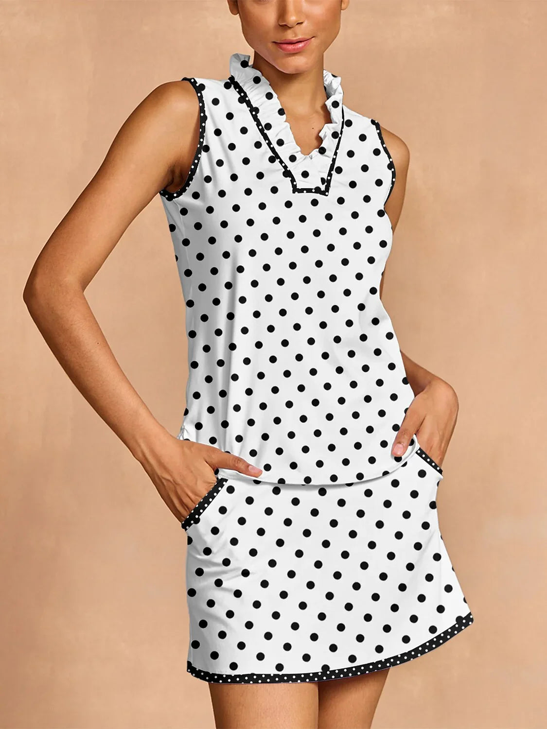 Hyper-prep Ruffle V-hals Tanktop UPF50+