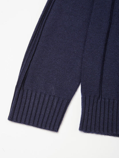 Aqua Wool Men's Dual-Zip Long Sleeve Sweater