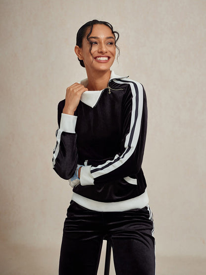 UltraSoft Velvet Sudadera de Manga Larga con Cuello Asimétrico