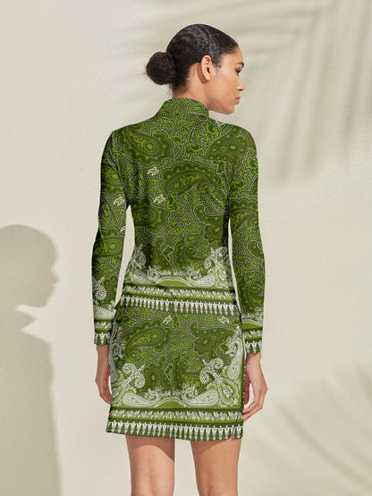 Jolie chemise de golf féminine et soyeuse, col zippé court, UPF50+