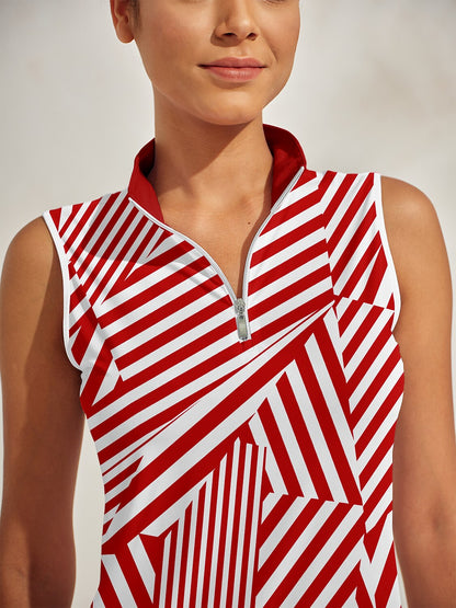 Playful Nautical Golf Shirt Quarterzip UPF50+