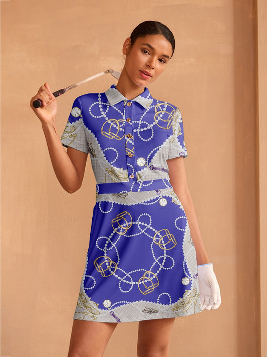 Bold Baroque Short Sleeve A-Line 36.5 Inch Dress