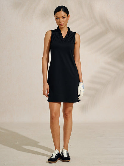 More Than Basic Ruffle V-Neck Sleeveless Dress UPF50+