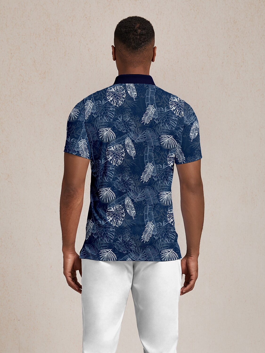 Hyped-up Tropical Men's Ribbed Collar Polo Top UPF50+