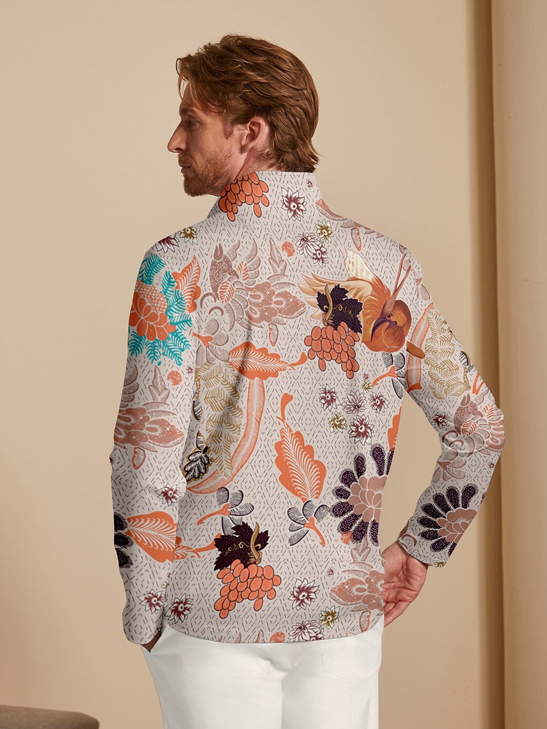 Hyped-up Tropical Men's Golf Shirt Quarterzip UPF50+