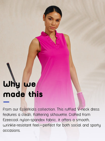 More Than Basic Ruffle V-Neck Sleeveless Dress UPF50+