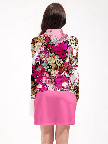 Polo de golf tropical ultra tendance à demi-zip UPF50+