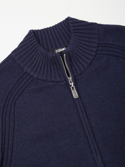 Aqua Wool Men's Dual-Zip Long Sleeve Sweater