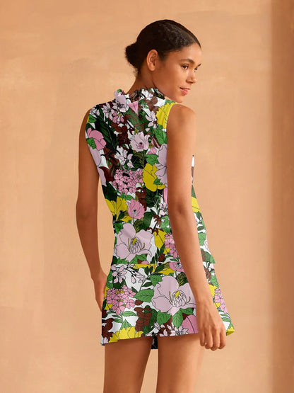 Botanical Energy ラッフルVネックタンクトップ UPF50+