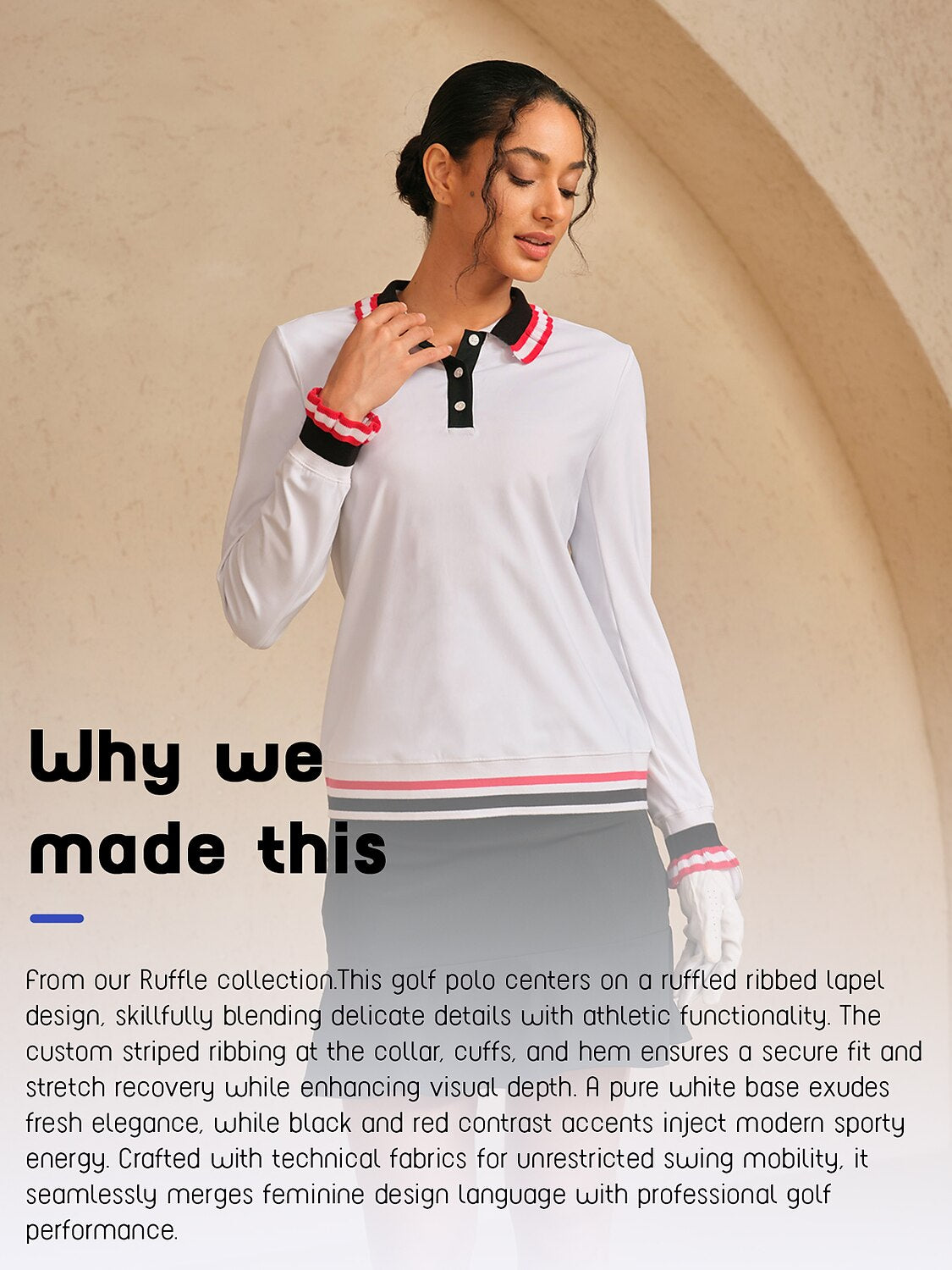 Navycore ラッフルリブ襟 ゴルフポロシャツ UPF50+