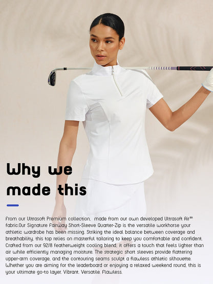 Ultrasoft Premium Short Sleeve Mock Neck Mesh Quarterzip UPF50+