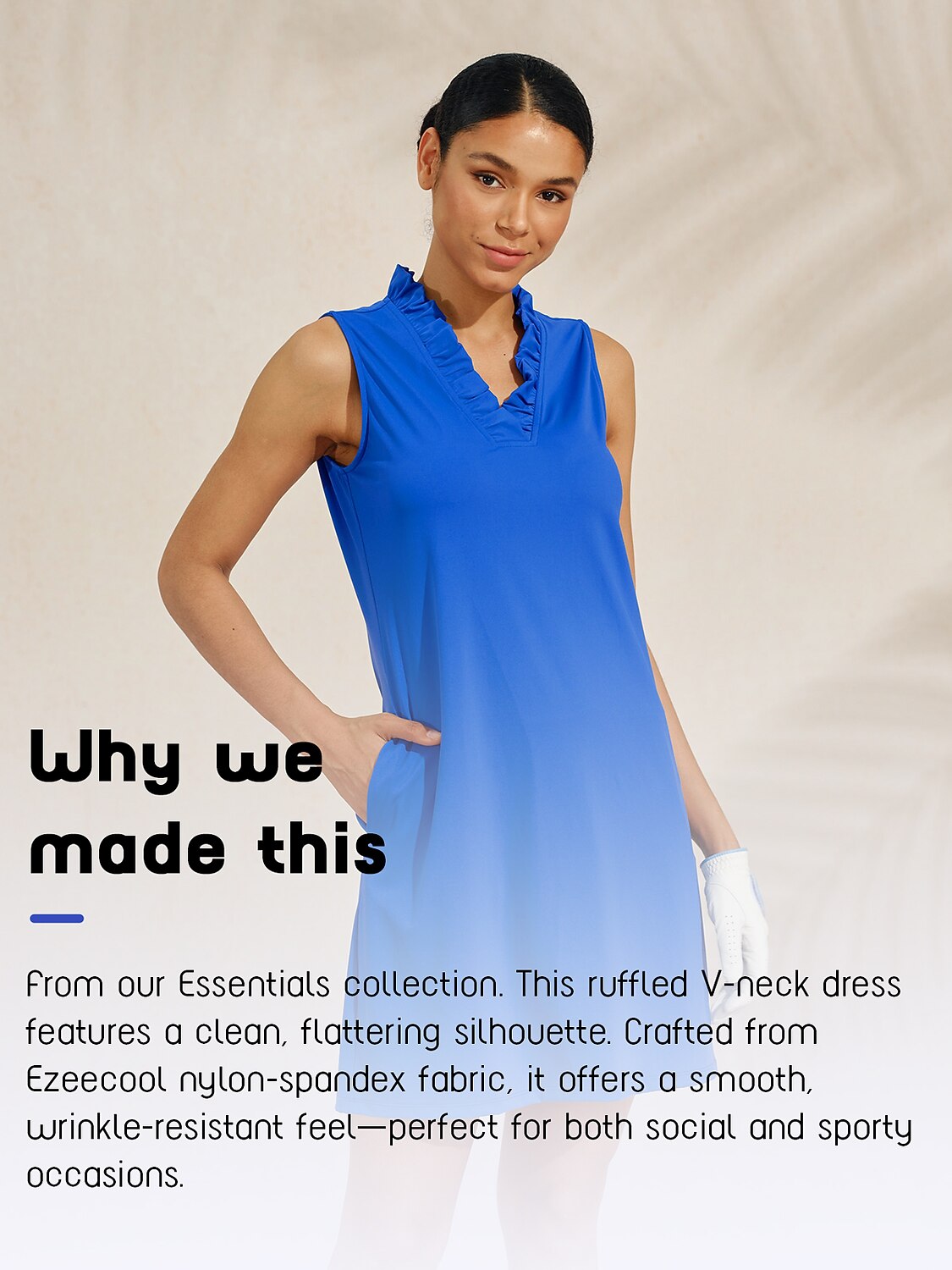 More Than Basic Ruffle V-Neck Sleeveless Dress UPF50+