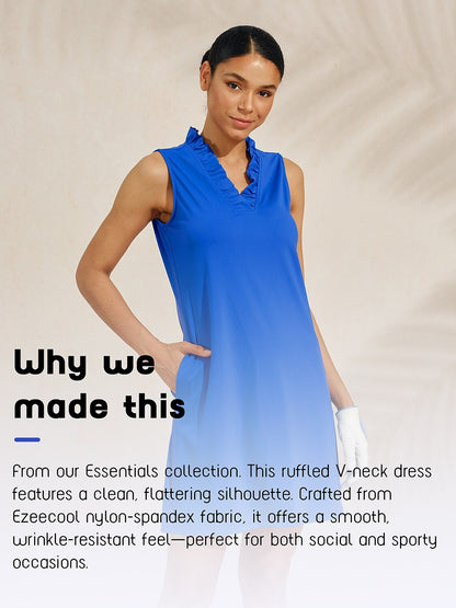 More Than Basic Ruffle V-Neck Sleeveless Dress UPF50+