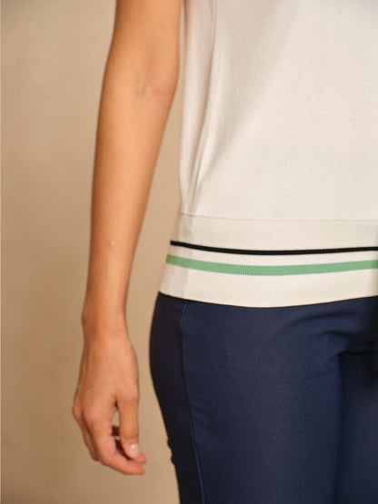 Navycore Sleeveless Colorblock Lace Up Knit Tank