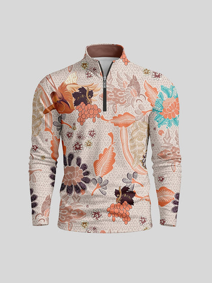 Hyped-up Tropical Men's Golf Shirt Quarterzip UPF50+