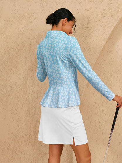 Wildlife Party Silky Ruffle Golf Shirt Quarterzip UPF50+