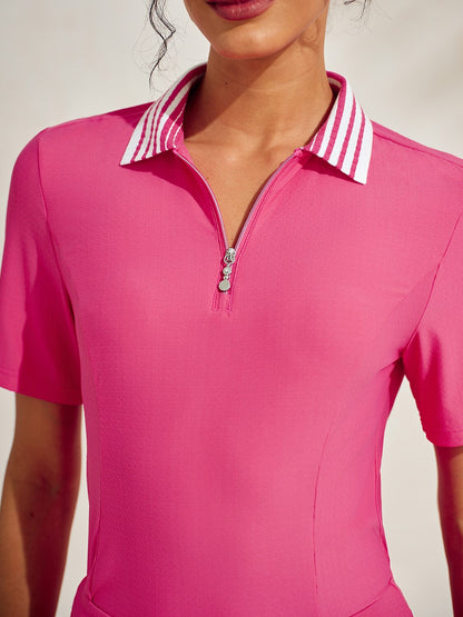 Premium Short Sleeve Color Block Quarterzip UPF50+